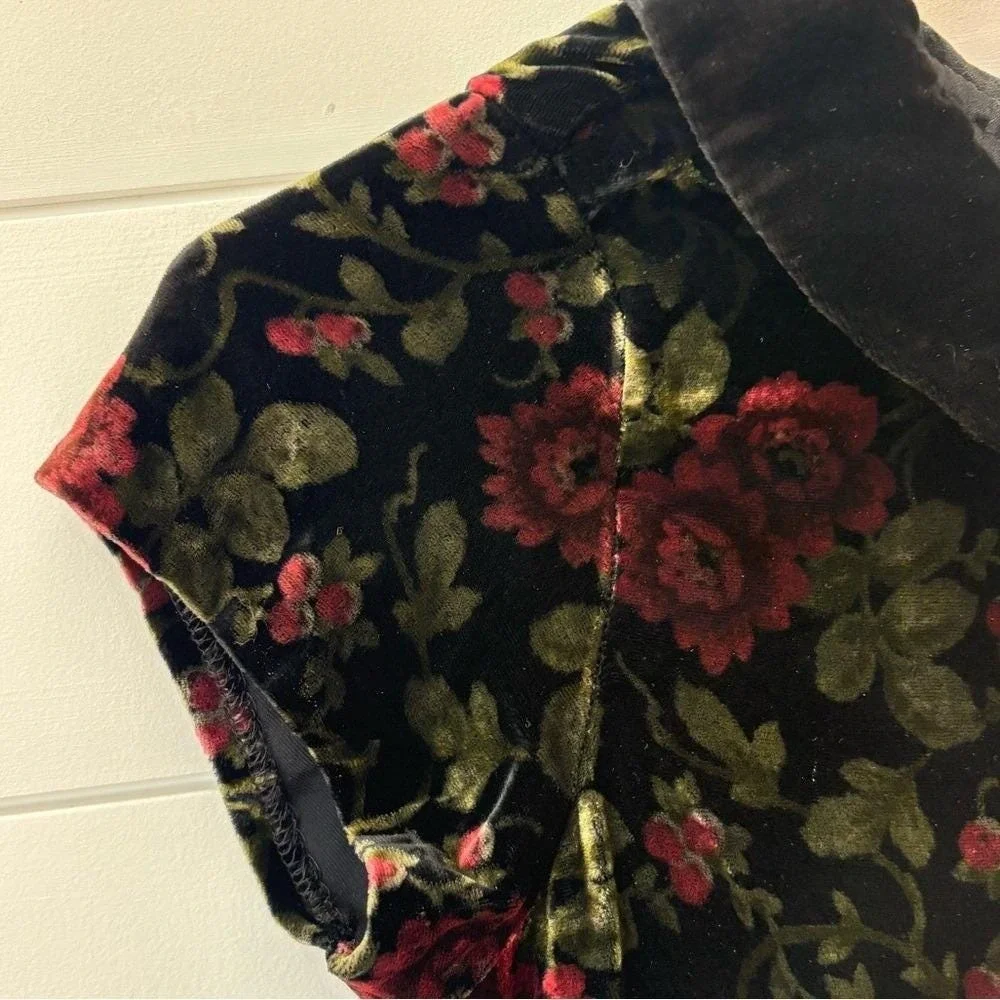 Gymboree Girls Velvet Floral Holiday‎ Valentine Dress Peter Pan Collar Size 9